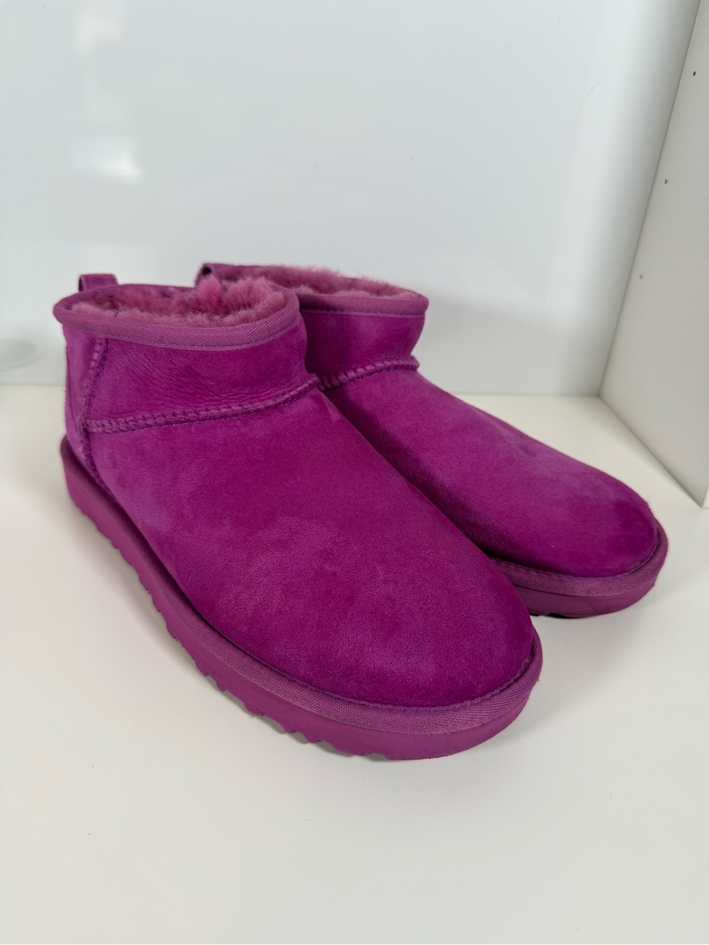 UGG Classic Ultra Mini Burnt Magenta Suede Boots Size 9